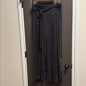 Chic Black Metallic Wide Leg Pants